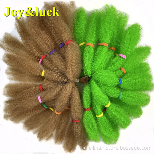 Wholesale Price Wig 20 Strands Natural Puffy Soft Kinky Curly Crochet Braiding Hair Extension Green Color Synthetic Curl Wigs